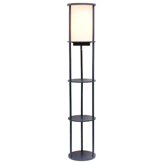 Simple Designs™ 62.5" Round Floor Lamp with 2 USB Ports and 1 Outlet Navy {3}