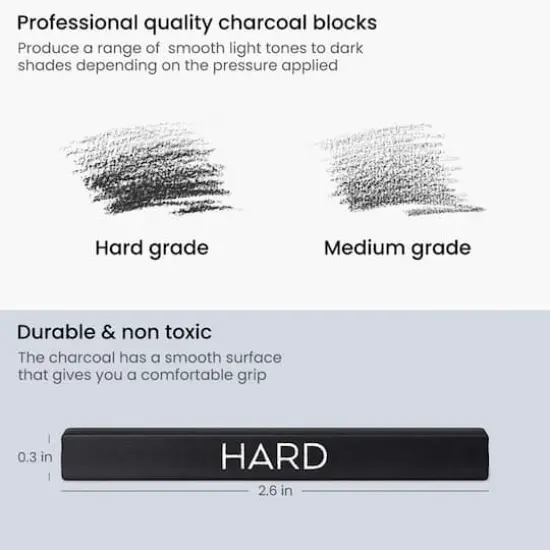 Arteza&reg; Medium & Hard Grade Compressed Charcoal Set {4}