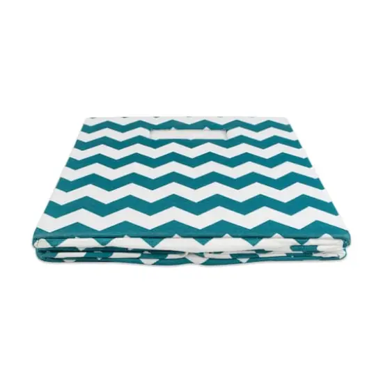 DII&reg; 11" Chevron Stripes Polyester Storage Cube Teal {6}