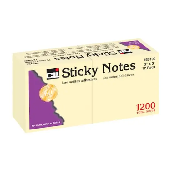 Charles Leonard 3" x 3" Yellow Sticky Notes, 36 Pads of 100 Sheets {3}
