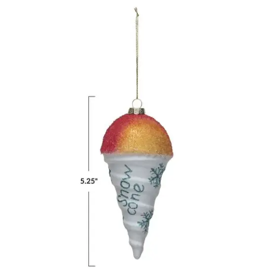 Hello Honey&reg; 5.25" Decorative Glass Snow Cone Ornament with Snowflakes & Glitter {4}