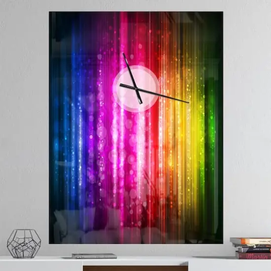 Designart 'Glowing Background Modern Rectangular Wall Clock {3}