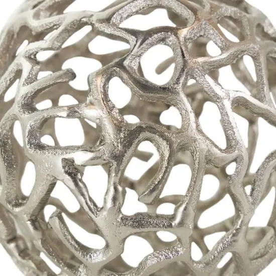 Open Lattice Work Aluminum Decorative Ball Orbs & Vase Filler Set Silver {5}