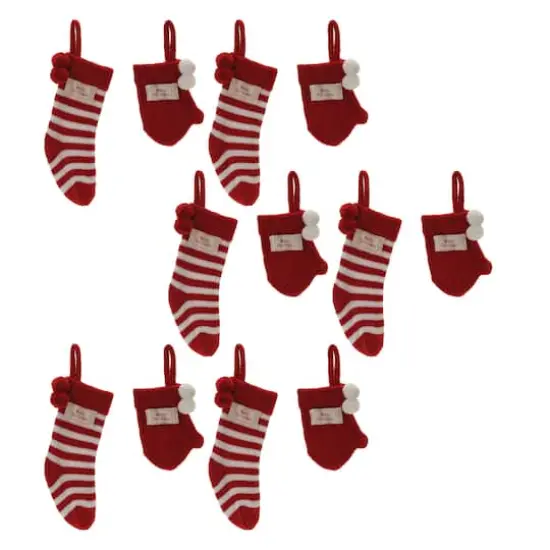 Knit Stocking & Mitten Sentiment Ornament Set {3}