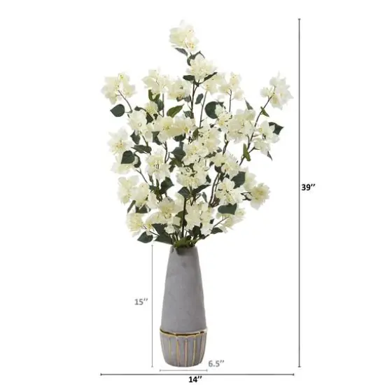 39" Bougainvillea Arrangement In Stoneware Vase Cream {3}