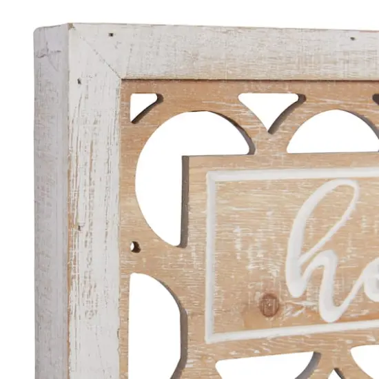 Set of 2 Beige Wood Farmhouse Sign Wall Decor, 12.25" x 7" {4}