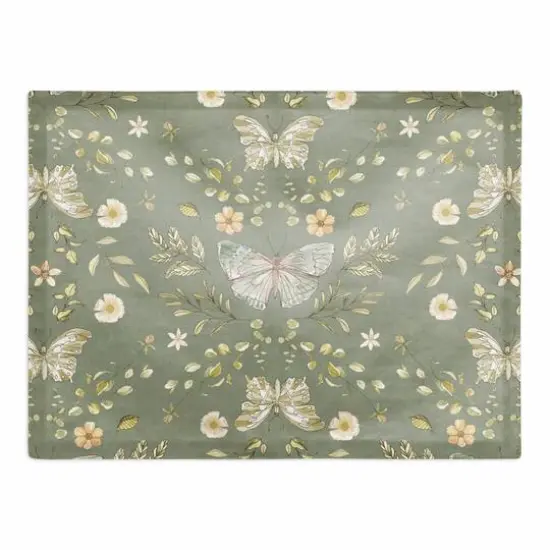Butterfly Cotton Twill Placemat Olive Green {1}