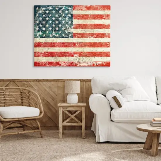 Stupell Industries Rustic American Flag Canvas Wall Art {3}