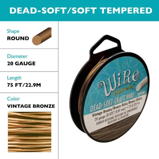 The Beadsmith&reg; Wire Elements&trade; 20 Gauge Tarnish Resistant Soft Temper Wire, 75ft. Vintage Bronze {6}