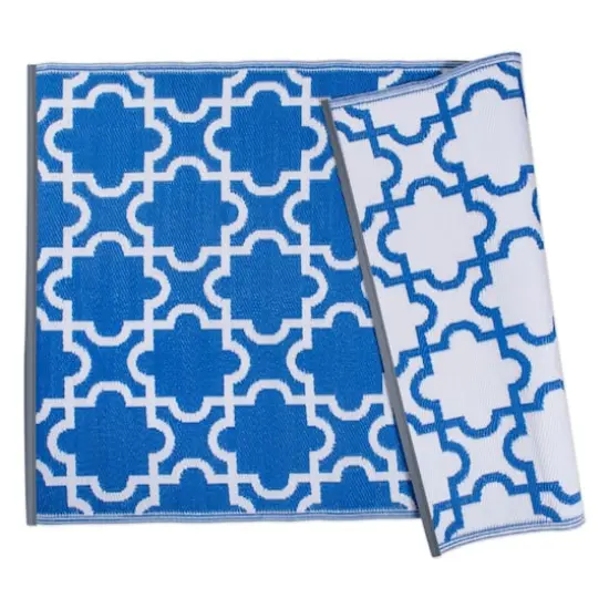 DII&reg; Blue Lattice Outdoor Rug, 4ft. x 6ft. {1}