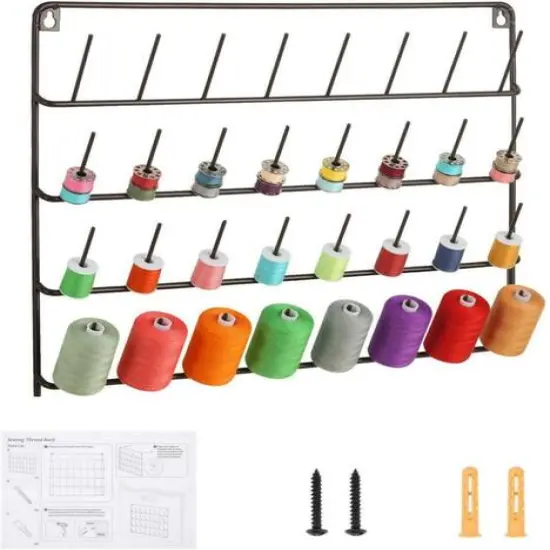 HAITARL&reg; Brown 32-Spool Wall-Mounted Sewing Thread Rack {1}