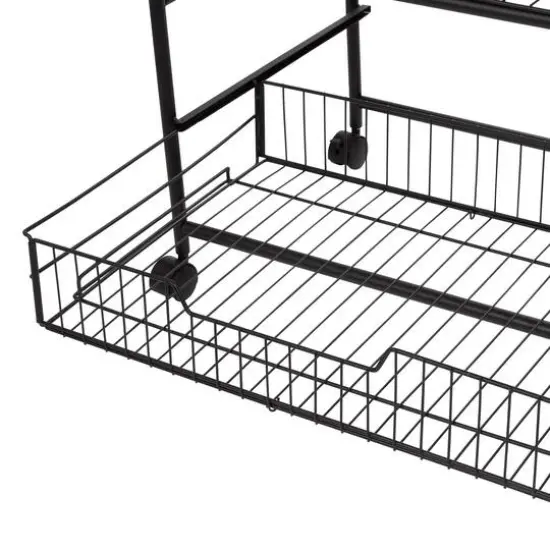 Honey Can Do Black/Walnut 3-Tier Rolling Cart {9}