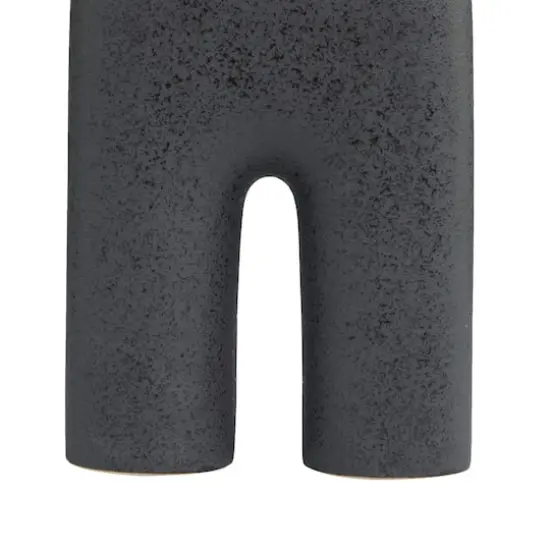 13" Black Ceramic Arched Abstract Vase {5}
