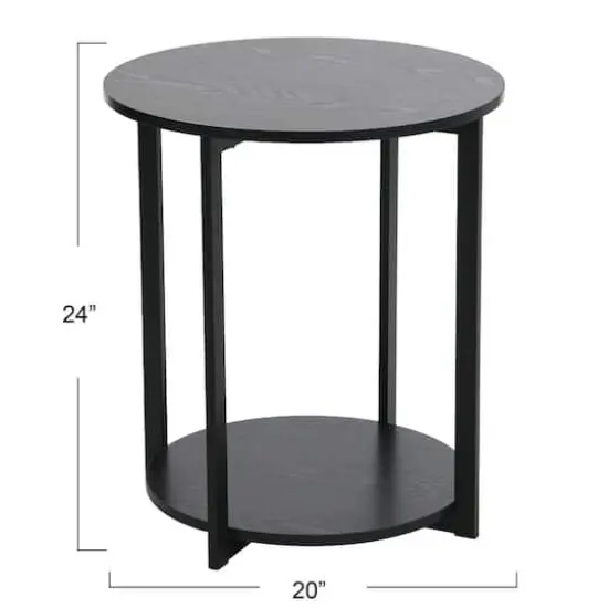 Household Essentials Jamestown 24" Round End Table Black Oak {6}