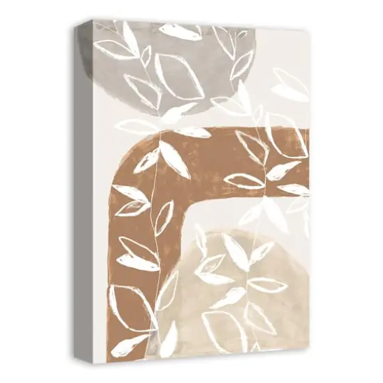 Abstract Neutral Flowers Canvas Wall Art {3}