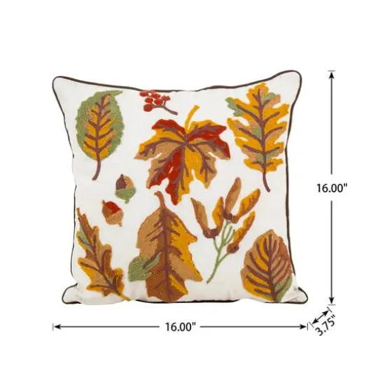 Glitzhome&reg; Embroidered Fall Leaves Pillow {17}