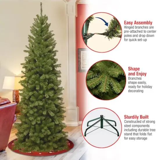 6ft. Unlit North Valley&reg; Spruce Pencil Slim Artificial Christmas Tree {7}