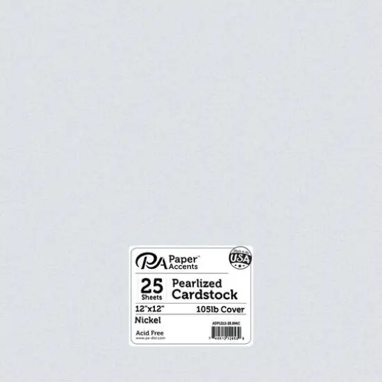 PA Paper&trade; Accents 12" x 12" Pearlized Cardstock, 25 Sheets Nickel {1}
