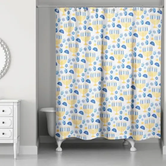 Hanukkah Menorah Pattern Shower Curtain {3}