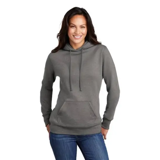 Port & Company&reg; Hooded Pullover Ladies Core Fleece Sweatshirt Graphite Heather {3}