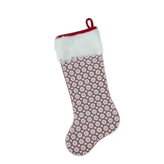 20.5" Red & White Lace Christmas Stocking {4}