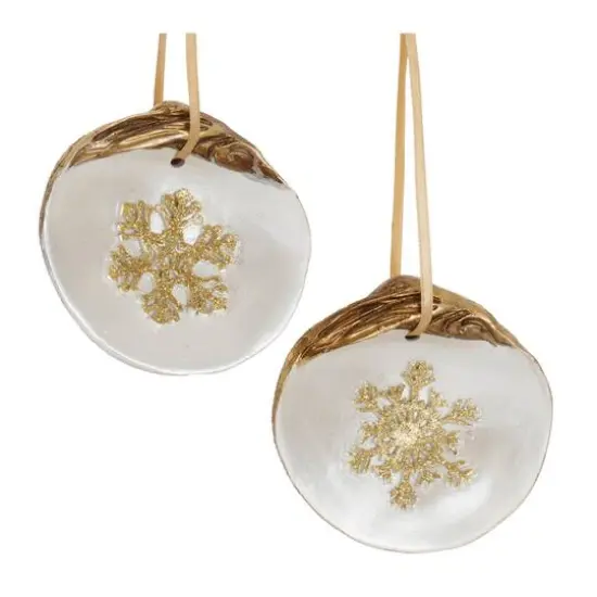 3" Clam Shell Snowflake Ornaments Set {6}