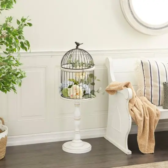 White Wood Farmhouse Birdcage, 44" x 14" x 14" {13}