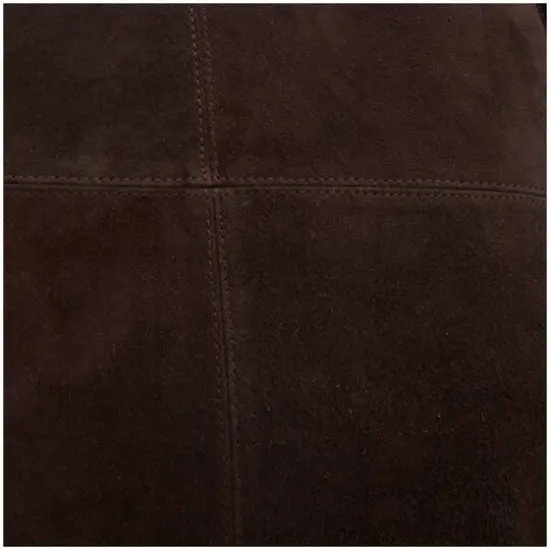 28" Leather Low Profile Square Pouf with Patchwork Design Dark Brown {6}