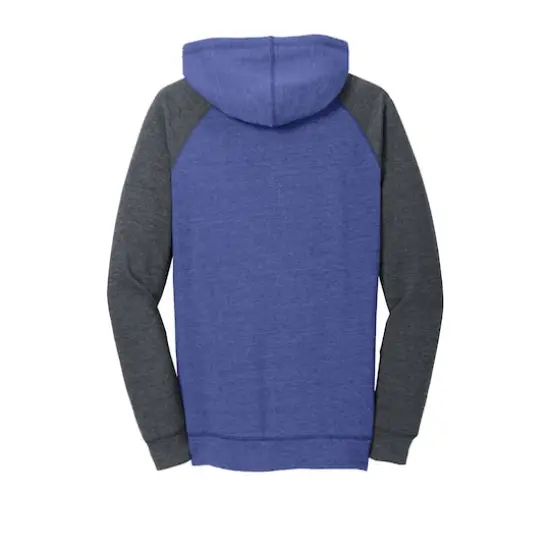 District&reg; Women's Lightweight Fleece Raglan Hoodie Heathered Deep Royal/Heathered Charcoal {5}
