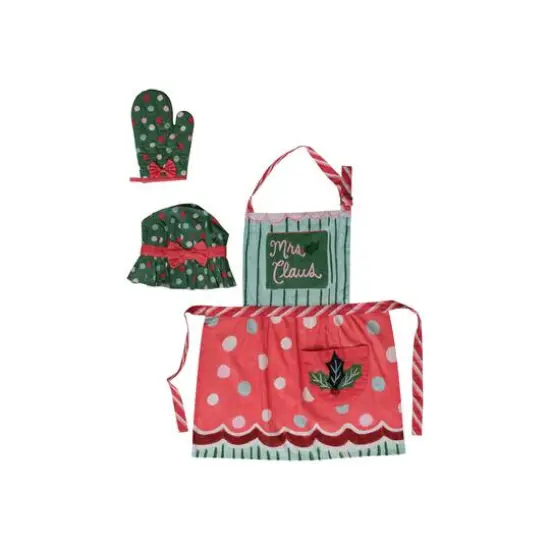 Hello Honey&reg; Mrs. Claus Theme Cotton Child Apron Set {5}