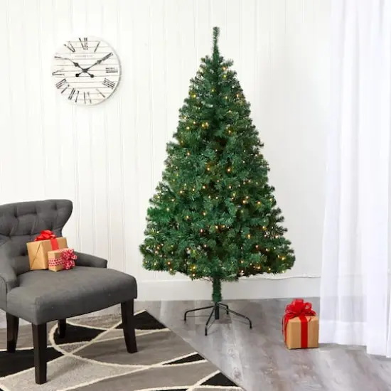6ft. Pre-Lit Northern Tip Pine Artificial Christmas Tree, Clear LED Lights {3}
