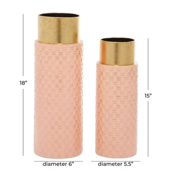 Set of 2 Bronze Metal Contemporary Vase, 18", 15" {7}