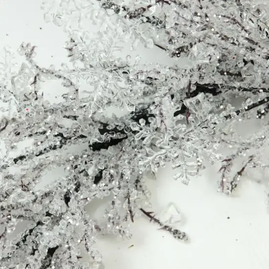 22" Clear Ice & Snowflakes Black Twigs Wreath {5}