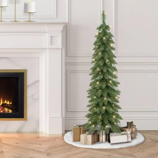 4ft. Pre-Lit Artificial Alpine Pencil Christmas Tree, Clear Lights {3}