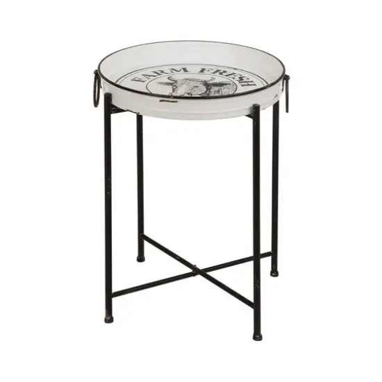 Glitzhome&reg; Farmhouse Enamel Metal Serving Table {1}