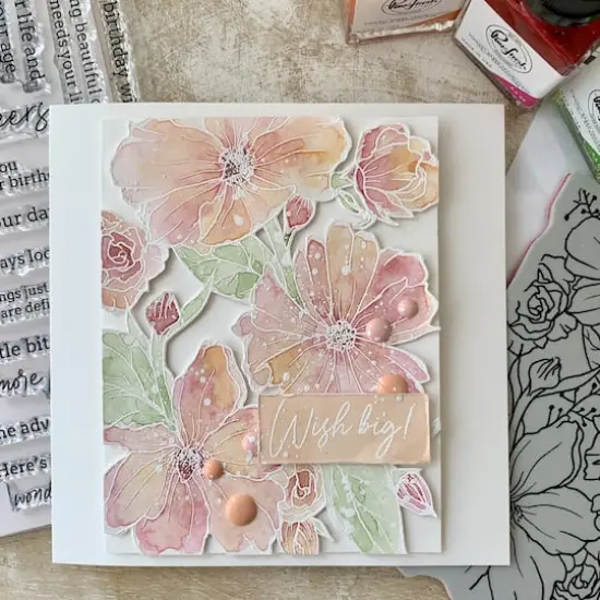 Pinkfresh Studio Floral Focus Cling Rubber Background Stamp {6}