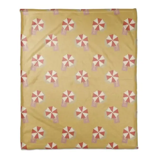 Umbrella Pattern Coral Fleece Blanket Yellow/Red {1}