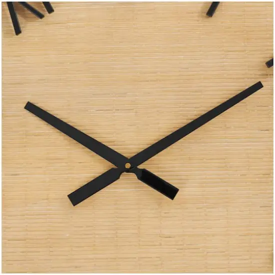28" Light Brown Wall Clock with Black Metal Frame {7}