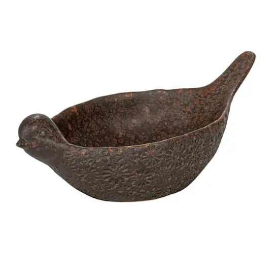 Hello Honey® 10" Brown Debossed Stoneware Bird Bowl with Reactive Glaze, 2ct. {3}