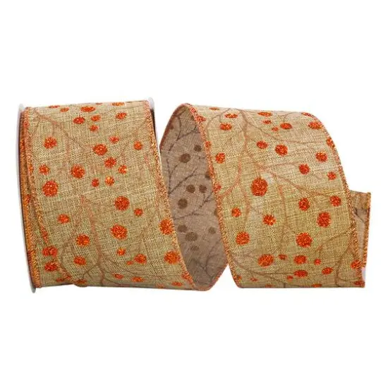 Reliant 2.5" x 10yd. Faux Linen Wired Natural Berries Ribbon {1}
