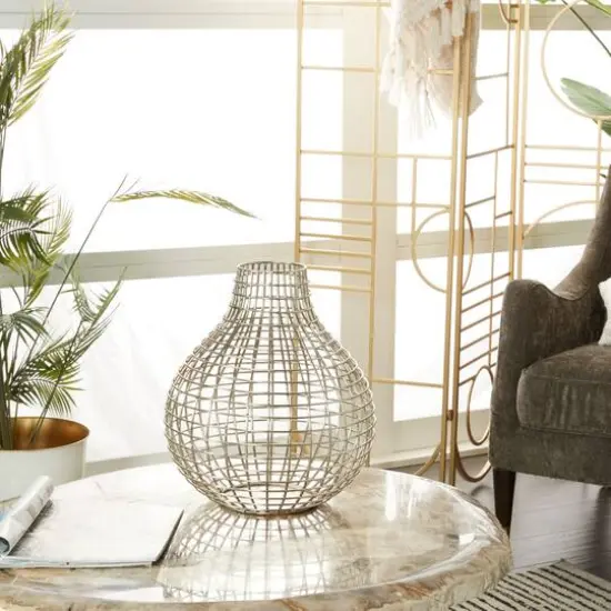 CosmoLiving by Cosmopolitan Silver Iron Modern Vase, 13" x 13" x 14" {8}