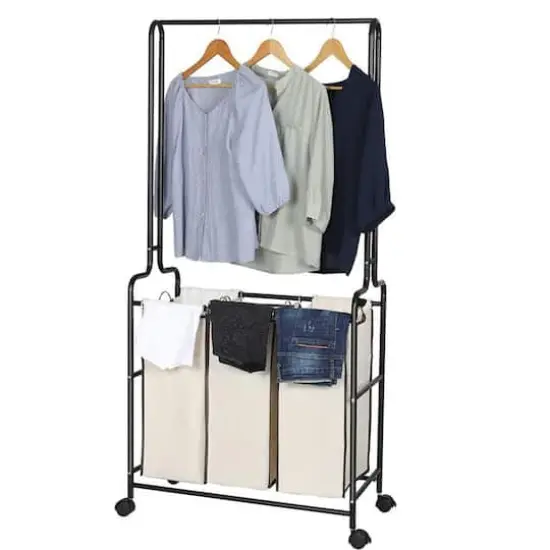 Brown Heavy Duty Laundry Sorters Cart {1}