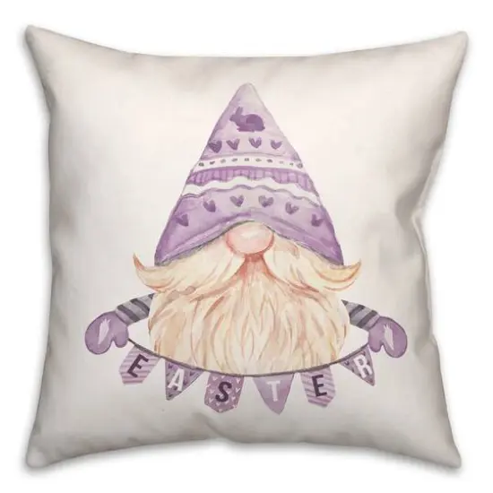 Easter Gnome Banner 2 18" x 18" Indoor / Outdoor Pillow {1}
