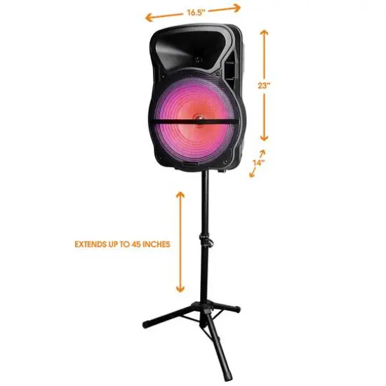 Trexonic Combination 15" Bluetooth Portable Speaker and Tripod Stand With Reactive Lights {4}