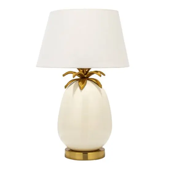 Hello Honey&reg; 22" White & Gold Tropical Table Lamp with Pineapple Detail {6}