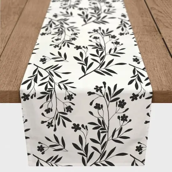 72" Monochromatic Floral Bunch Cotton Twill Runner {1}