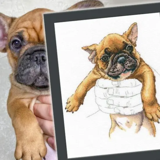 RTO Warmth in Palms French Bulldog Cross Stitch Kit {5}