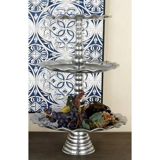24" Silver Aluminum 3-Tier Tray Stand {6}