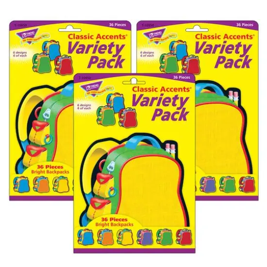 Trend Classic Accents&reg; Bright Backpacks Variety Pack, 3 Packs of 36 {1}