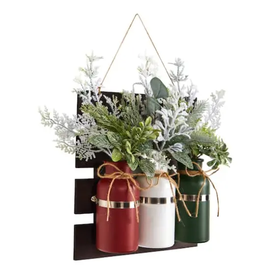17" Christmas Pine 3-Piece Jar Hanging Artificial Arrangement {4}